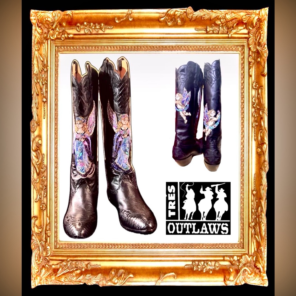 Tres Outlaws Couture Angel Boots | Women’s 8 | Exotic Lizard + Hand-Beaded Art